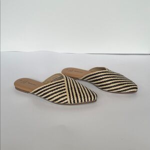 Time and Tru Black and Natural Striped Flats